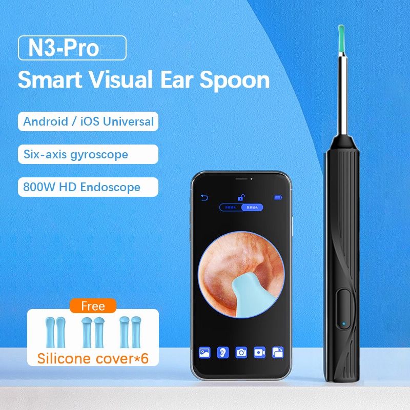 Wireless Ear Cleaner With Light Camera with 6 ear picks 500W pixel N3 Pro