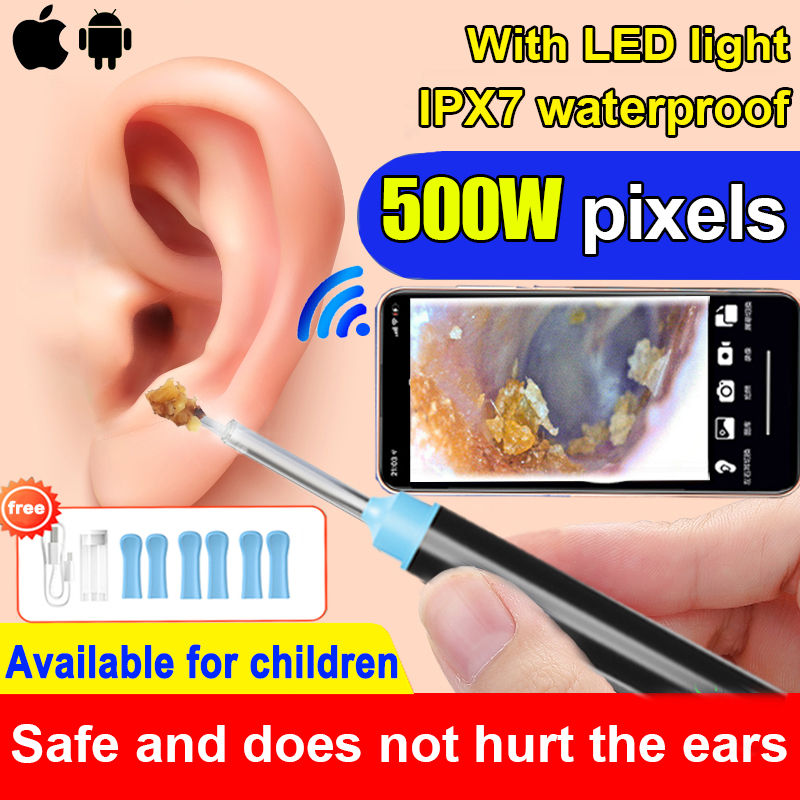 Wireless Ear Cleaner With Light Camera with 6 ear picks 500W pixel